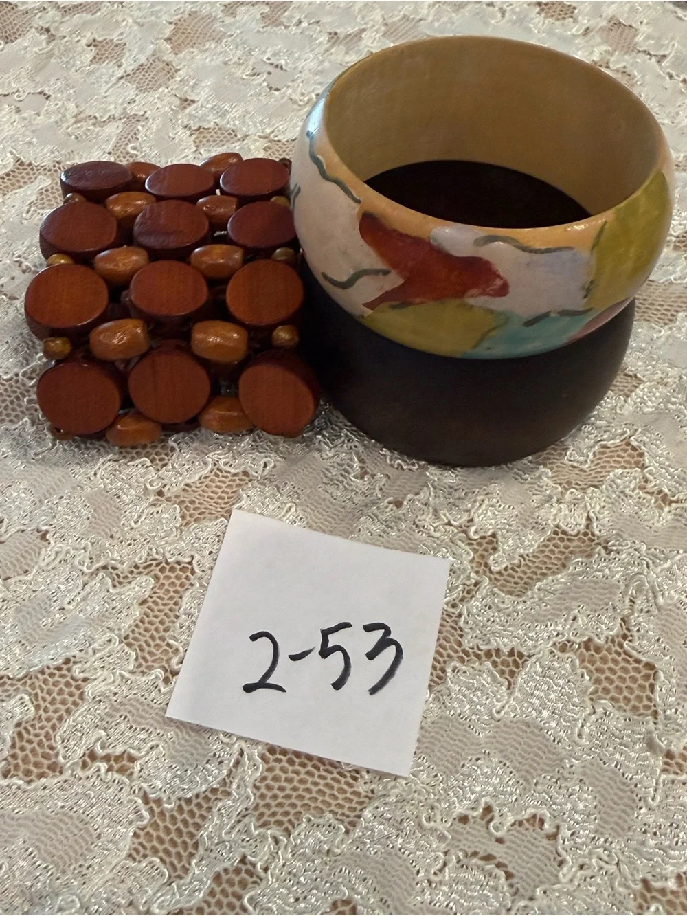 Bohemian western wood bangle bracelet set of 3 festival preppy hippie artsy